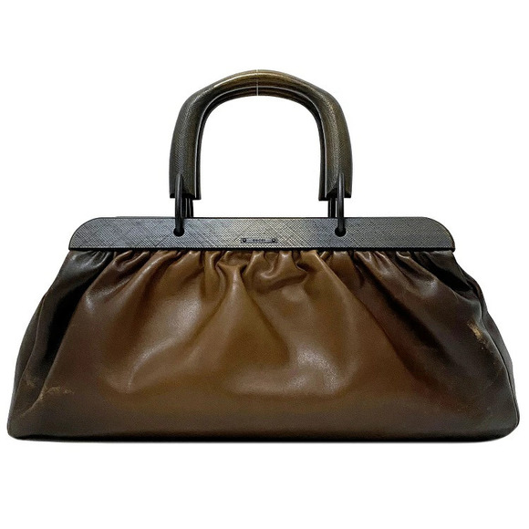 Gucci Handbags - Gucci Handbag Brown Leather Wood Boston Bag Belt Closure Logo